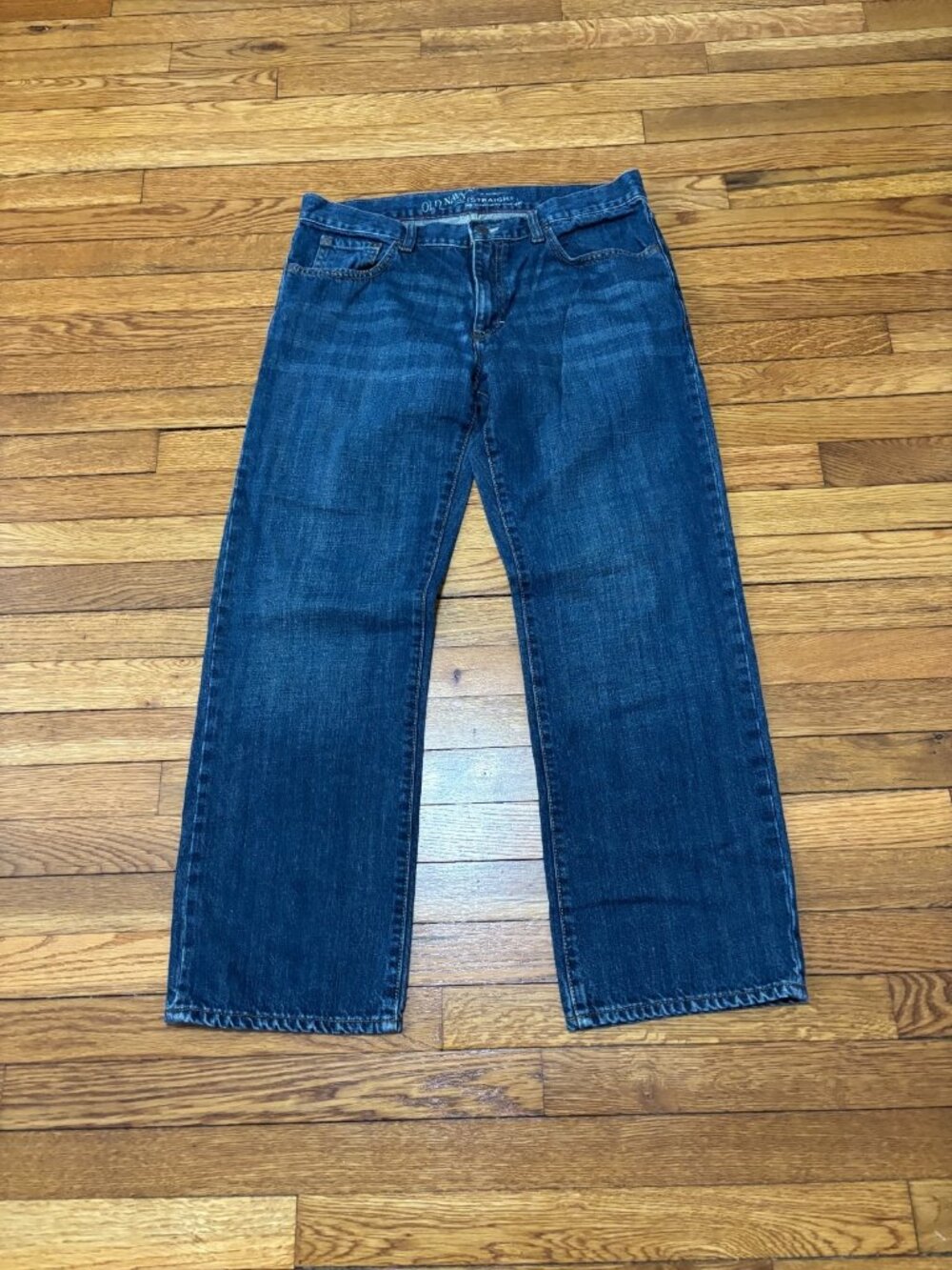 Old Navy Mens Straight Jeans Sz 34x30 Blue Dark Wash 100% Cotton Denim y2K